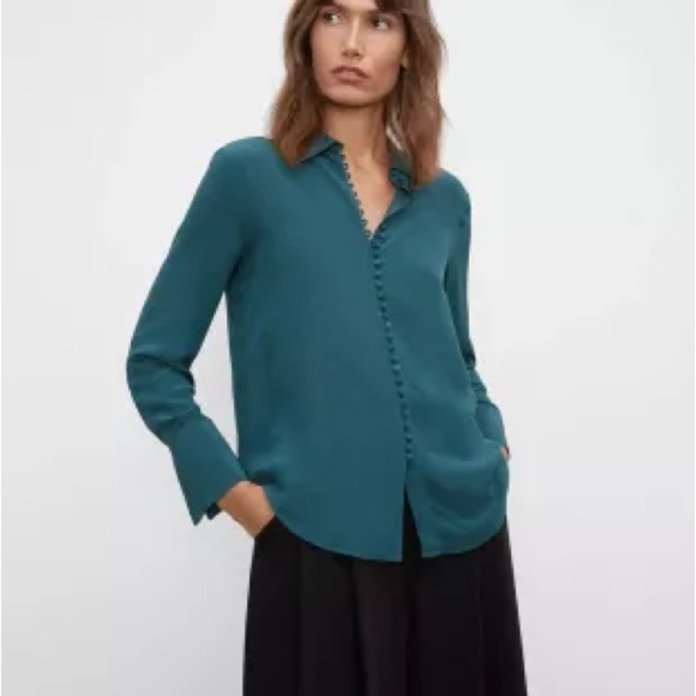 Club Mona­co Helek Silk Shirt in teal size Small